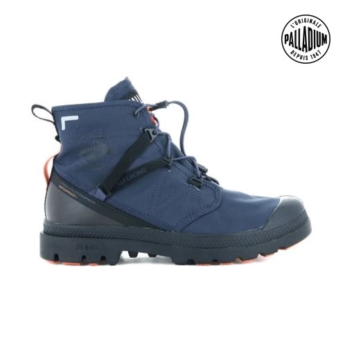 Palladium Pampa Travel Lite+ Waterproof Men's Boots Navy | UK I247-ZYH